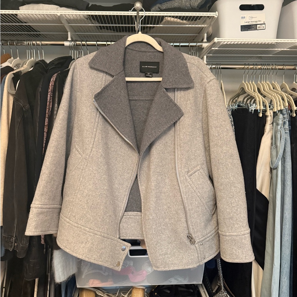 Club Monaco Grey Wool Moto Jacket